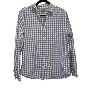 J.Crew Mens Blue & White Gingham Button-Down Shirt Large